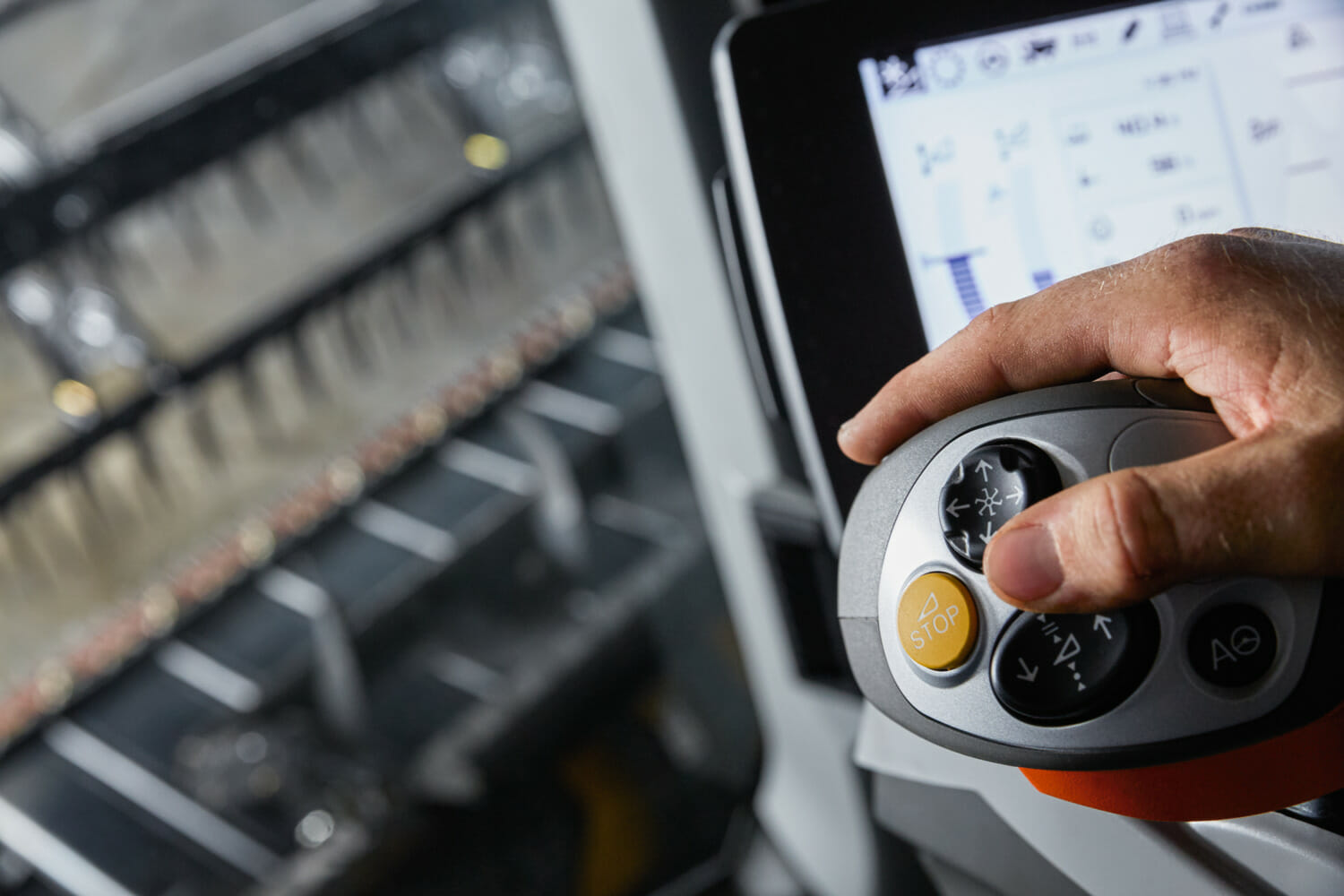 Inside Cab of CLAAS LEXION Combine