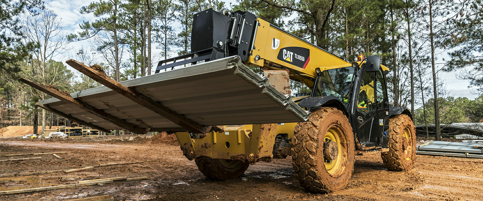 Construction attachment on a Cat Telehandler