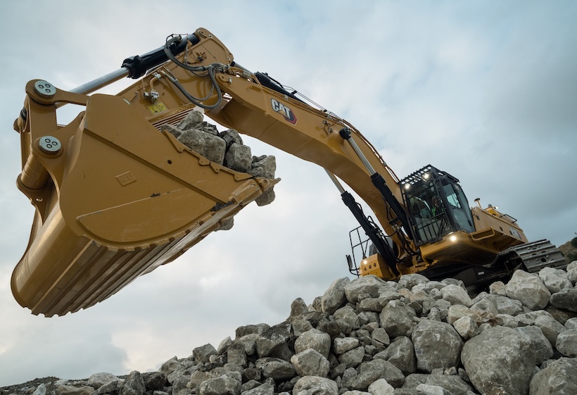 CAT-excavator-large-job-site aerial boom lift rental