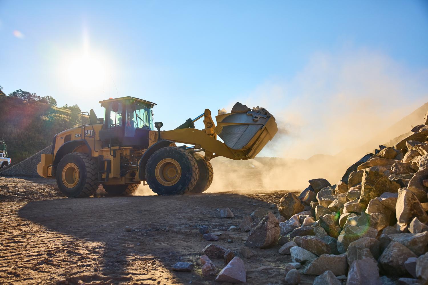 CAT-loader-rentals Rented CAT loader equipment on a job site