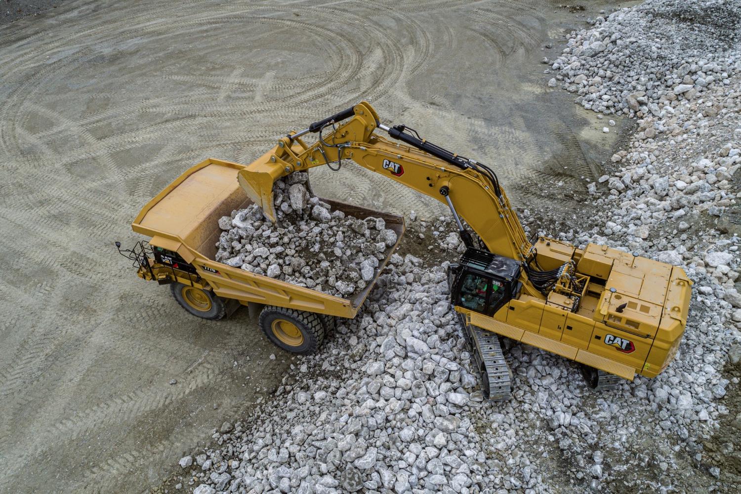 large-CAT-rental-excavator Rental CAT excavator on industrial loading site